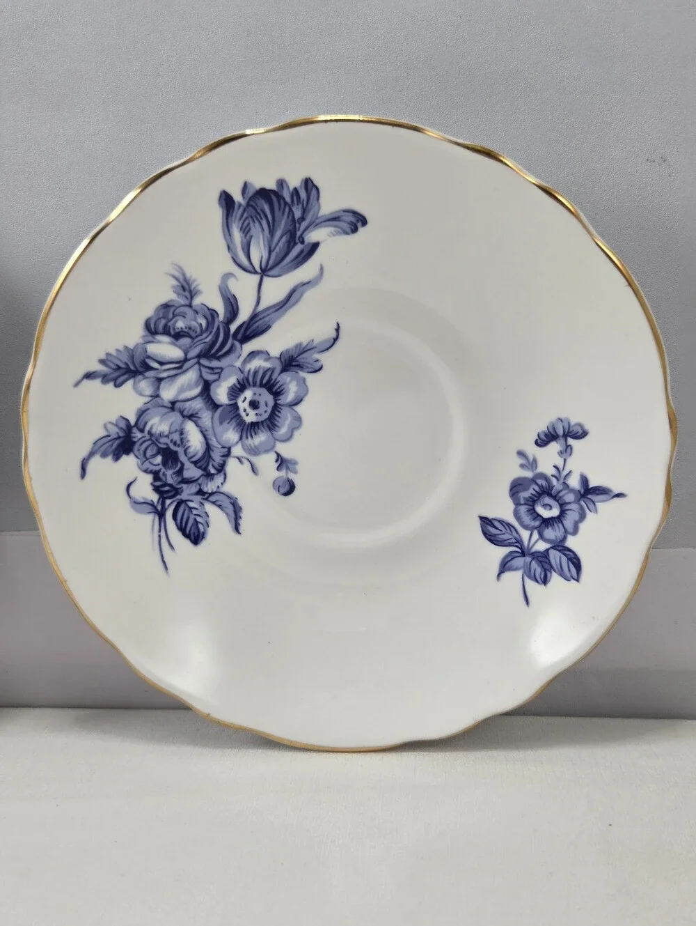 Vintage Crown Staffordshire Bone China Saucer- Bluebell & Hampton Bug Berry